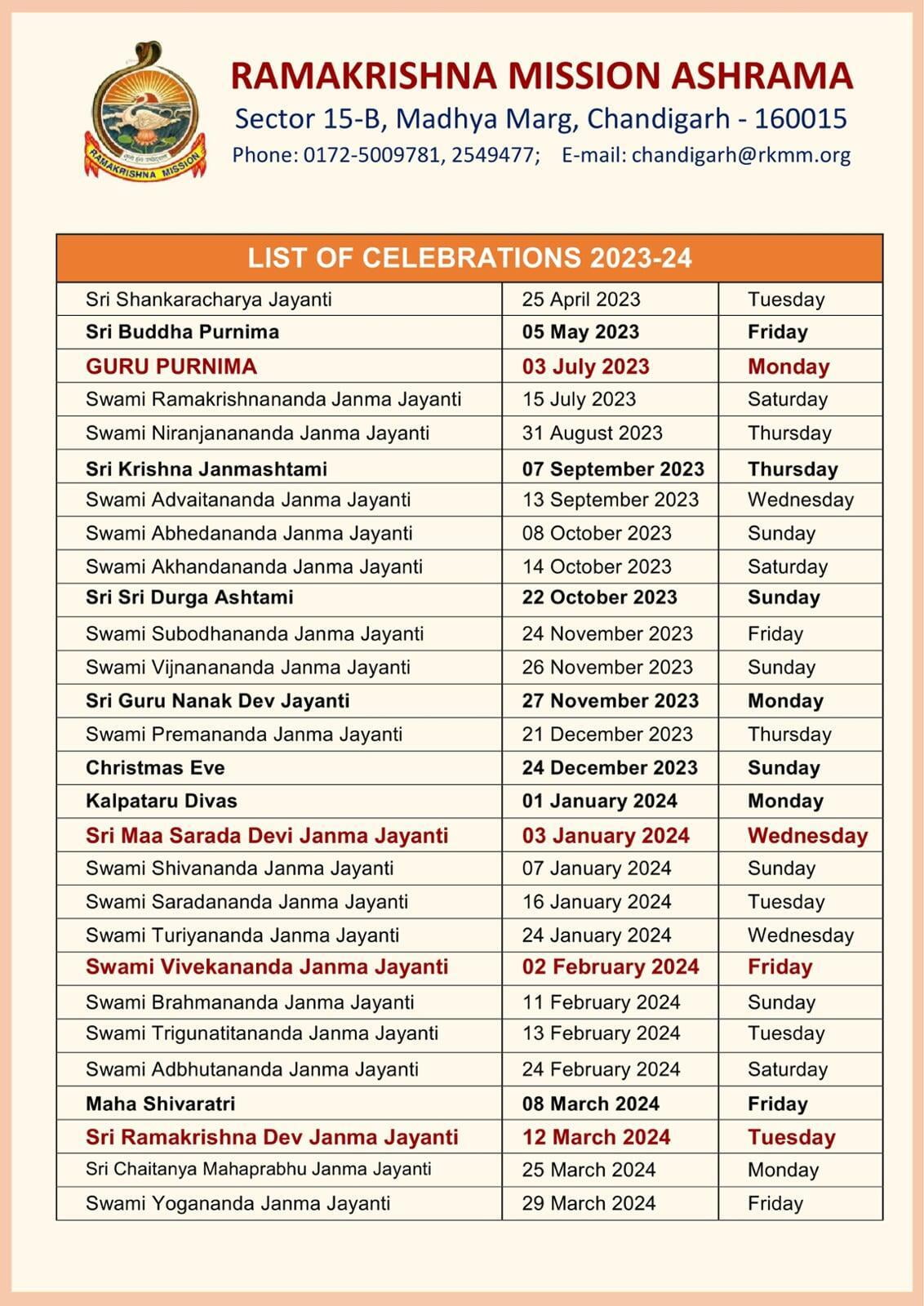 Calendar 2024 Festival Charo DeeDee
